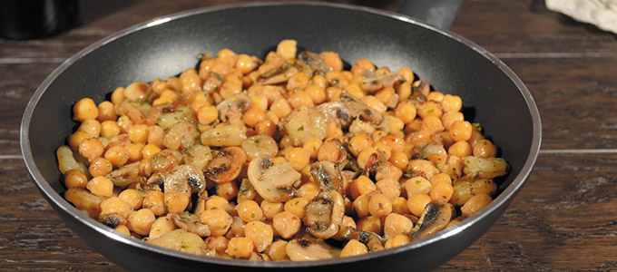 Receta de garbanzos con champiñones