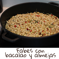 Fabes con bacalao y almejas