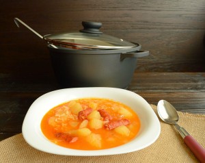 patatas con arroz y chistorra